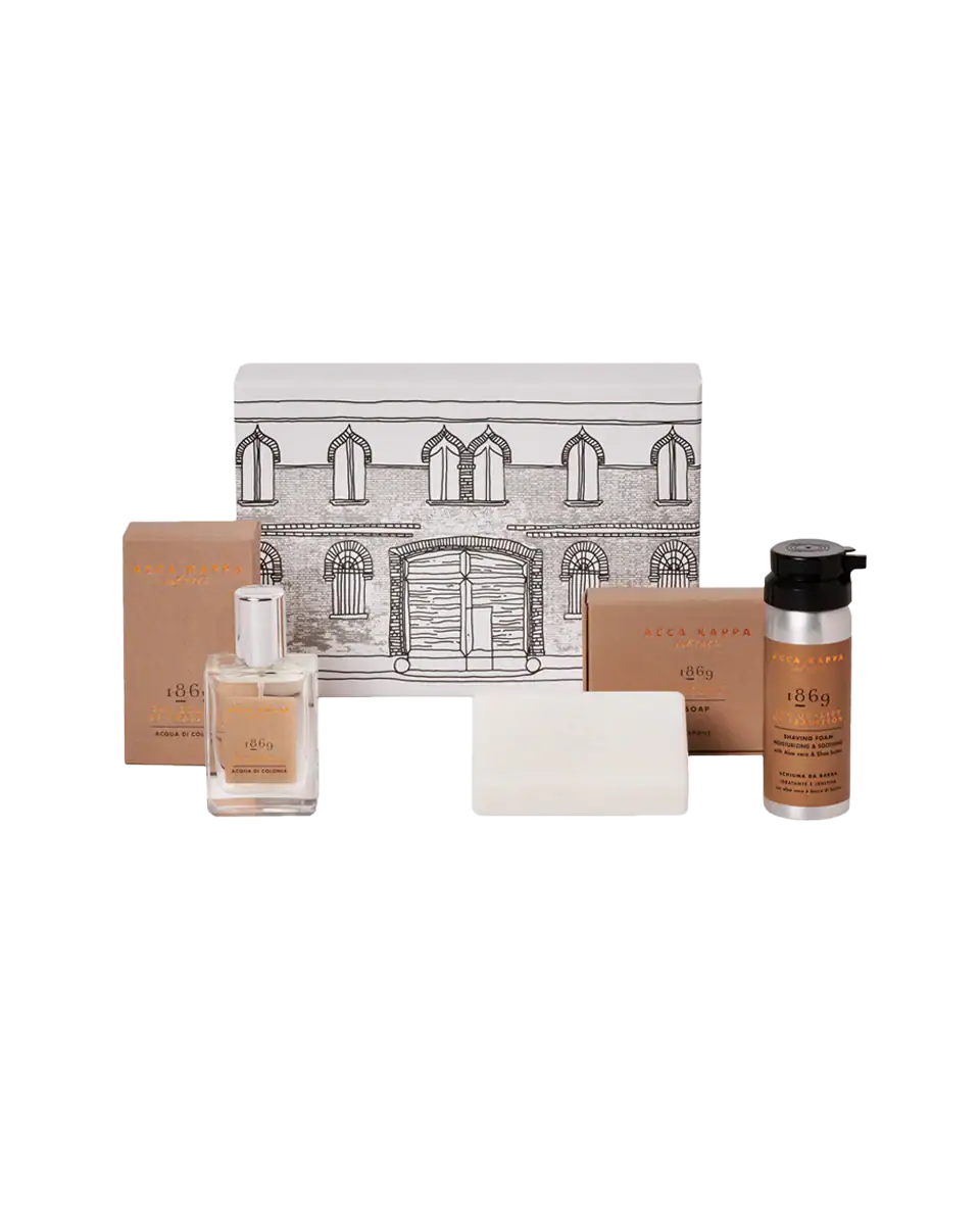 Set de Regalo 1869 con Jabón 100gr Colonia 30ml y Espuma de Afeitar Acca Kappa